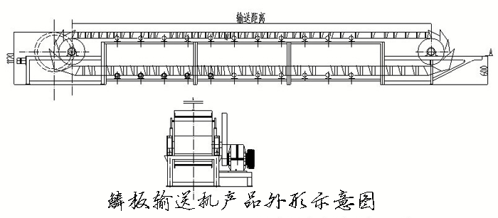 BL系列鱗板輸送機(jī)產(chǎn)品外形示意圖:同鑫振動(dòng)機(jī)械